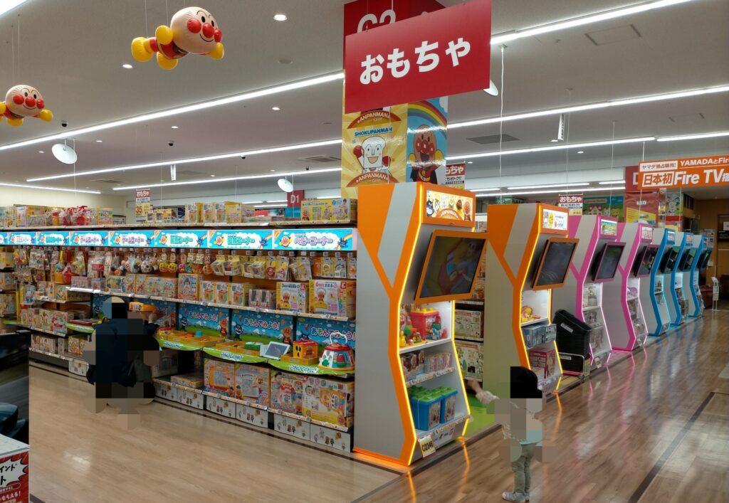 ヤマダ電機久喜菖蒲店のアンパンマンおもちゃ販売コーナー